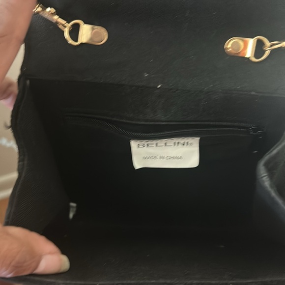 Bellini Trapezoid Black and Gold Crossbody Bag Vintage Gold Chain Strap - Picture 5 of 5